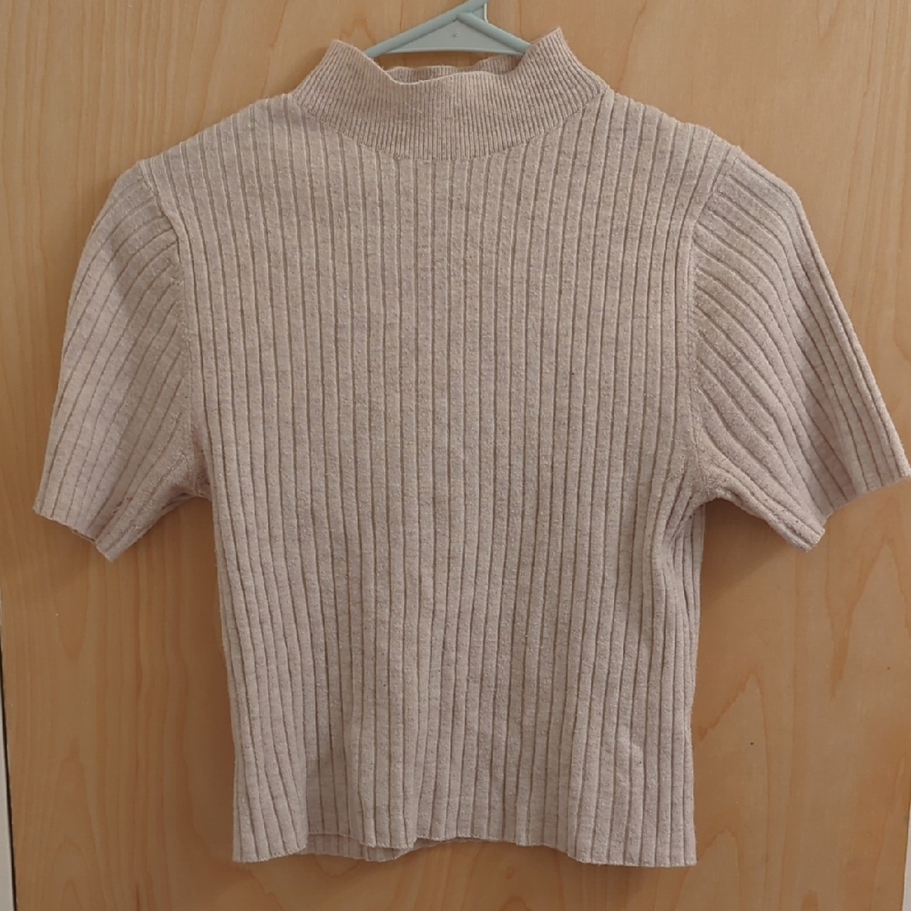 a new day Ribbed Light Beige Women's Blouse